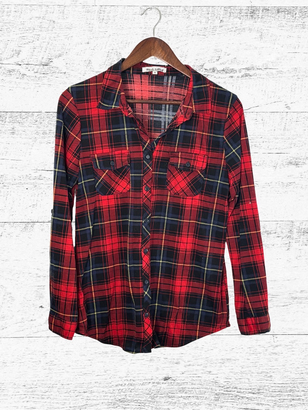 White Mark Red and Black Plaid Button-Down Shirt